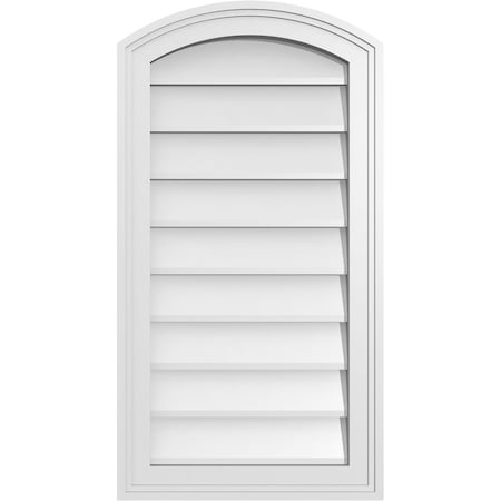 Arch Top Surface Mount PVC Gable Vent: Functional, W/ 2W X 1-1/2P Brickmould Frame, 16W X 30H